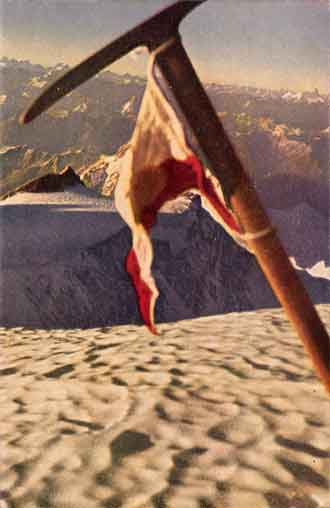 
Nanga Parbat First Ascent - Hermann Buhl Ice Axe On Nanga Parbat Summit July 3, 1953 With View To Silver Plateau

